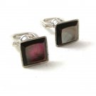 Vintage Black Silver Tone Abalone Cufflinks By SWANK NEW PLATE 1917