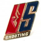 Vintage Goldtone Red Blue US Shooting Belt Buckle Unbranded 5416