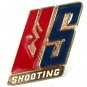 Vintage Goldtone Red Blue US Shooting Belt Buckle Unbranded 5416