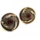 Vintage 1970's Goldtone & Amber Rhinestone Cufflinks 101517