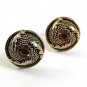 Vintage 1970's Goldtone & Amber Rhinestone Cufflinks 101517