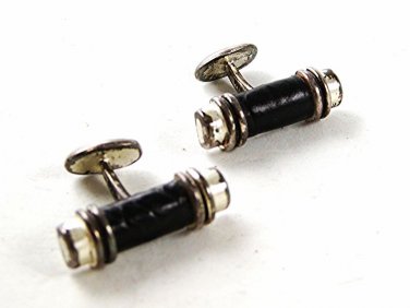 Silver Tone & Black Cufflinks By COLE & HAAN 121916