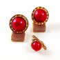 1970's Gold Tone & Pink Wrap Around Cufflinks & Tie Tac 9616