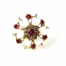 1950's-60's White Clear & Pink Rhinestones Brooch By CORO 42616