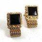 1970's Goldtone Black Wrap Around Cufflinks By SWANK 81617a