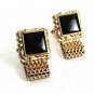 1970's Goldtone Black Wrap Around Cufflinks By SWANK 81617a