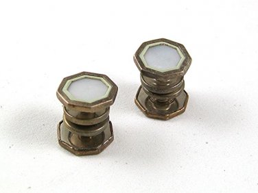 Silvertone Mother Pearl Snap Link Cufflinks By KORKER PAT. 4 21 1908 5817
