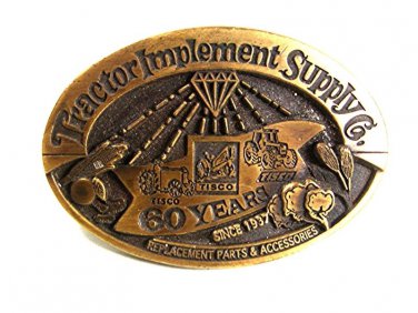 Vintage TISCO Tractor Implement Supply Co. 60 Years Brass Belt Buckle