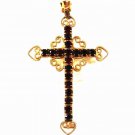 Vintage Gold Tone & Red Rhinestones Cross Unbranded 52316