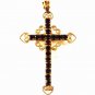 Vintage Gold Tone & Red Rhinestones Cross Unbranded 52316
