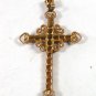 Vintage Gold Tone & Red Rhinestones Cross Unbranded 52316
