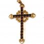 Vintage Gold Tone & Red Rhinestones Cross Unbranded 52316