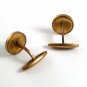 Vintage Goldtone Brown Leather Cufflinks 81217
