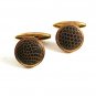 Vintage Goldtone Brown Leather Cufflinks 81217