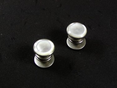 Art Deco Silver Tone & Mother of Pearl Cufflinks By SNAP LINK 62216bb