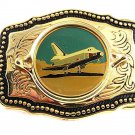 Vintage Goldtone Silvertone Black Space Shuttle Belt Buckle MADE IN USA 7117