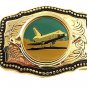 Vintage Goldtone Silvertone Black Space Shuttle Belt Buckle MADE IN USA 7117