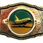 Vintage Goldtone Silvertone Black Space Shuttle Belt Buckle MADE IN USA 7117
