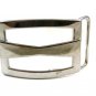 Vintage Dress Silvertone Belt Buckle By R in Circle 3416