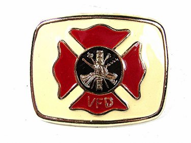 Vintage VFD Volunteer Fire Department Enameled Belt Buckle 81816