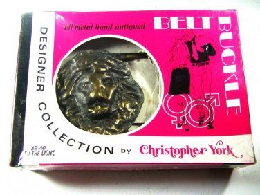 MIB 1970's Leo The Lion Belt Buckle By Christopher York Designer 93015