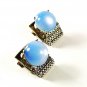970's Silvertone & Light Blue Wrap Around Cufflinks Unbranded 41116