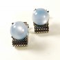 970's Silvertone & Light Blue Wrap Around Cufflinks Unbranded 41116