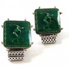 1970's Greek / Roman Discus Thrower Green Wrap Around Cufflinks 12616
