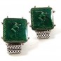 1970's Greek / Roman Discus Thrower Green Wrap Around Cufflinks 12616
