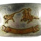 1950's - 60's Nickel Silver Rodeo Calf Roping Belt Buckle Unbranded 22916