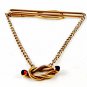 1950's Gold Tone & Red Hanging Chain Tie Clasp By SWANK 92116