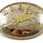 Western RODEO Mexican 2 Tone Bull Riding Alpaca Slver Belt Buckle 21317