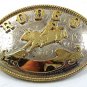 Western RODEO Mexican 2 Tone Bull Riding Alpaca Slver Belt Buckle 21317