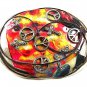 Vintage Silvertone Orange Black Yellow Crosses Peace Signs Belt Buckle 12317