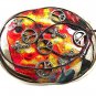 Vintage Silvertone Orange Black Yellow Crosses Peace Signs Belt Buckle 12317