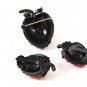 Vintage Red Green Black Strawberry Brooch & Earrings By WEISS 102416