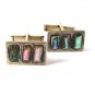 Vintage Sterling Silver & Abalone 3 Bars Cufflinks Unbranded 41416