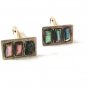 Vintage Sterling Silver & Abalone 3 Bars Cufflinks Unbranded 41416