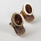 1970's Gold Tone & Orange Wrap Around Cufflinks 102716