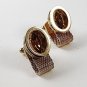 1970's Gold Tone & Orange Wrap Around Cufflinks 102716