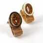1970's Gold Tone & Orange Wrap Around Cufflinks 102716