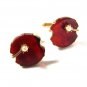 Vintage Gold Tone & Red w/ Pearl Cufflinks By SWANK 51016