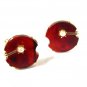 Vintage Gold Tone & Red w/ Pearl Cufflinks By SWANK 51016