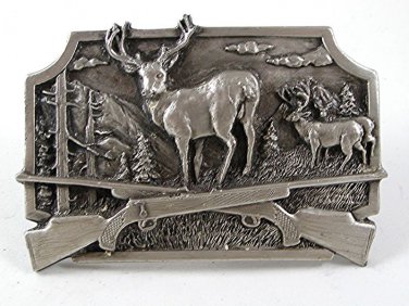 1982 Deer Crossed Rifles Hunting Belt Buckle By SISKIYOU 111016