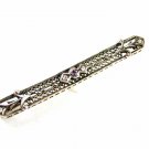 Edwardian Art Deco Sterliing Silver Amythests Filigree Brooch Unbranded 7415