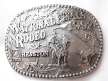 1992 National Finals Rodeo Cowboy Western Belt Buckle By HESSTON MIP