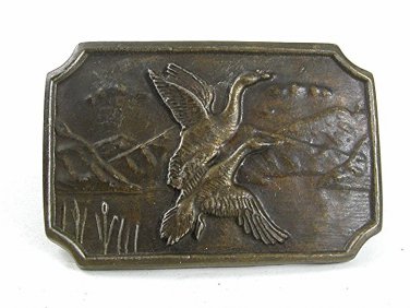 Vintage Two 2 Ducks In Flight Belt Buckle 41817
