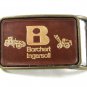 Vintage Gold Tone Embossed Leather BORCHERT INGERSOLL Belt Buckle 1417