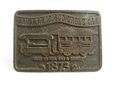 Vintage San Francisco Cable Car Clay St. Hill Car & Dummy 1873 Belt Buckle 9717