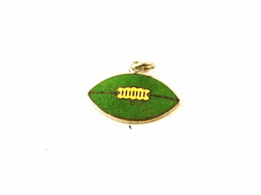 1960's / 70's Silvertone & Green Football Charm Unbranded 32116
